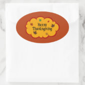 Sticker Ovale Bon thanksgiving, salutations de vacances (Sac)