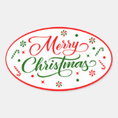 Sticker Ovale Bonbons à la menthe de Noël (Devant)