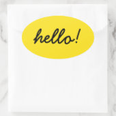 Sticker Ovale bonjour design heureux (Sac)