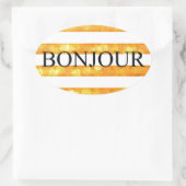 Sticker Ovale Bonjour Orange Rayure Bokeh (Sac)