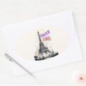 Sticker Ovale Bonjour Paris coloré (Enveloppe)