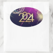 Sticker Ovale Bonne année 2024. Feux (Sac)