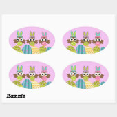 Sticker Ovale Bonne Chouette lapin de Pâques (Feuille)