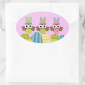 Sticker Ovale Bonne Chouette lapin de Pâques (Sac)