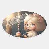 Sticker Ovale Bonne fille anniversaire 01 (Devant)