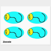 Sticker Ovale Bonne question souriante Mark Emoji, Art pour enfa (Feuille)