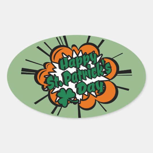 Sticker Ovale Bonne Saint Patrick's Day (Devant)