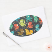 Sticker Ovale Boo Octopus Cute Multicolor Enfants Vêtements & Dé (Enveloppe)