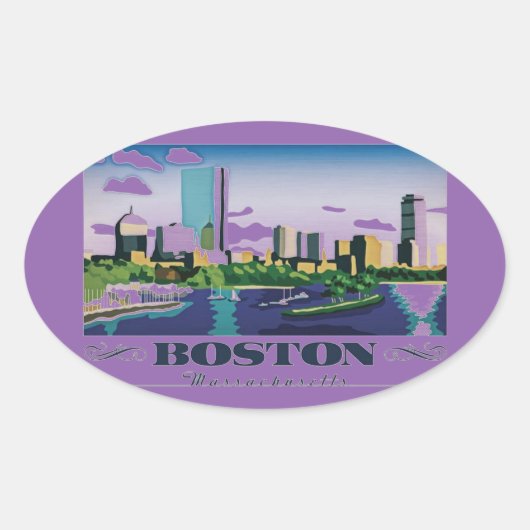 Sticker Ovale Boston, Massachusetts (Devant)