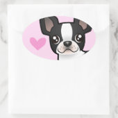 Sticker Ovale Boston Terrier Love (Sac)