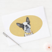 Sticker Ovale Boston Terrier Peinture - Cute Original Chien Art (Enveloppe)