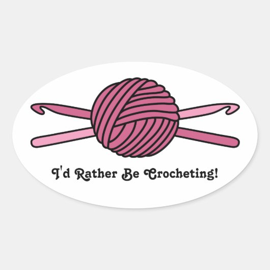 Sticker Ovale Boule rose de fils et crochets Crochet (Devant)
