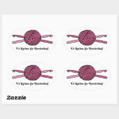 Sticker Ovale Boule rose de fils et crochets Crochet (Feuille)
