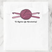 Sticker Ovale Boule rose de fils et crochets Crochet (Sac)