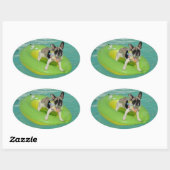 Sticker Ovale Bouledogue français été French Bulldog (Feuille)