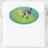 Sticker Ovale Bouledogue français été French Bulldog (Sac)
