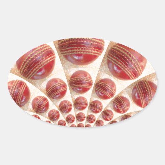 Sticker Ovale Boules de cricket rythmées par boules de cuir : ta (Devant)