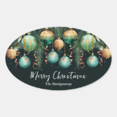 Sticker Ovale Boules dorées arbre de Noël (Devant)