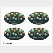 Sticker Ovale Boules dorées arbre de Noël (Feuille)