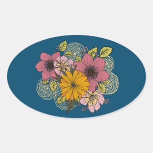 Sticker ovale Bouquet floral