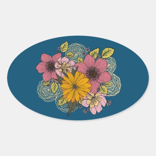Sticker ovale Bouquet floral (Devant)