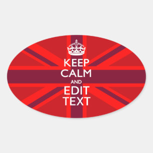 Sticker Ovale Bourgogne rouge gardent le calme votre drapeau