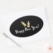 Sticker Ovale Bouteilles de pompage Joyeux Nouvel An Faire-part (Enveloppe)