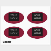 Sticker Ovale Boutique Burgundy Red Personnalisable Ajouter Votr (Feuille)