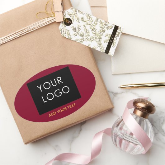 Sticker Ovale Boutique Burgundy Red Personnalisable Ajouter Votr (Cadeaux)