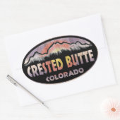 Sticker Ovale Bouton de bois Crested Colorado drapeau oval autoc (Enveloppe)
