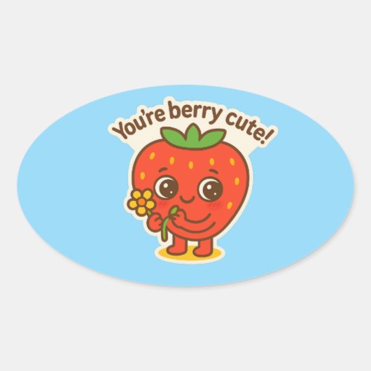 Sticker Ovale Bouton mignon Berry (Devant)