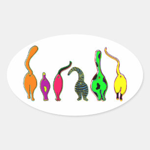 Sticker Ovale Boutons de chat colorés