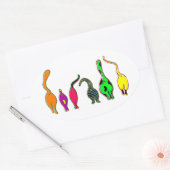 Sticker Ovale Boutons de chat colorés (Enveloppe)