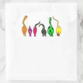 Sticker Ovale Boutons de chat colorés (Sac)
