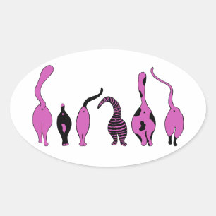 Sticker Ovale Boutons de chat violet