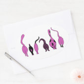 Sticker Ovale Boutons de chat violet (Enveloppe)