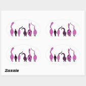 Sticker Ovale Boutons de chat violet (Feuille)