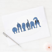 Sticker Ovale Boutons de chien bleu (Enveloppe)