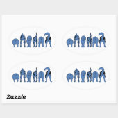 Sticker Ovale Boutons de chien bleu (Feuille)
