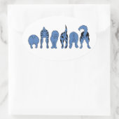 Sticker Ovale Boutons de chien bleu (Sac)