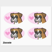 Sticker Ovale Boxer Love (Feuille)