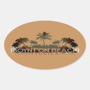 Sticker Ovale Boynton Beach Florida palmier mots oval autocollan