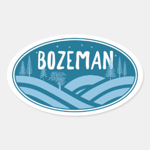 Sticker Ovale Bozeman Montana Extérieur