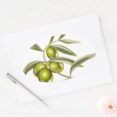 Sticker Ovale Branche des olives vertes (Enveloppe)