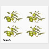 Sticker Ovale Branche des olives vertes (Feuille)