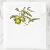 Sticker Ovale Branche des olives vertes (Sac)