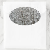 Sticker Ovale Branches couvertes de neige Abstraite hivernale (Sac)