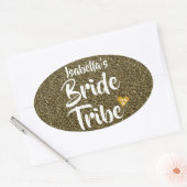 Sticker Ovale Bride Tribe Gold Date Coeur Parties scintillant pe (Enveloppe)