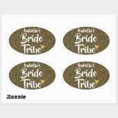 Sticker Ovale Bride Tribe Gold Date Coeur Parties scintillant pe (Feuille)