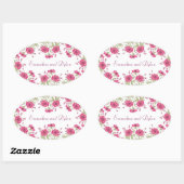 Sticker Ovale Bright Pink Rose Wedding (Feuille)